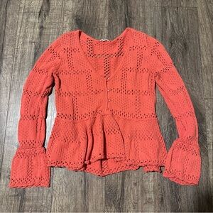 ANTHROPOLOGIE - PILCRO Coral Knit Dainty Cotton Button-Up Cardigan